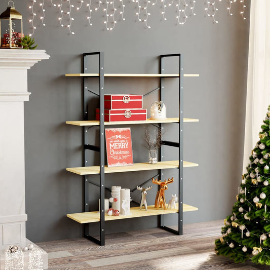 Libreria A 4 Ripiani 100X30X In Legno Massello Di Pino Naturale