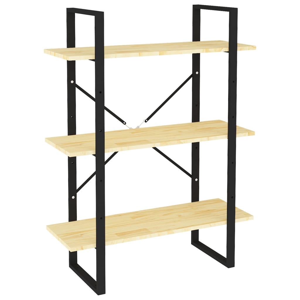 Libreria A 3 Ripiani 80X30X In Legno Massello Di Pino Naturale