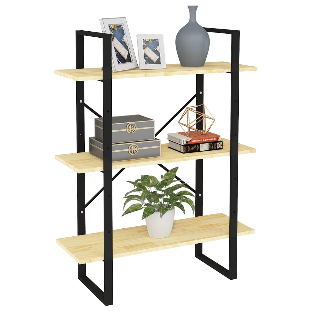 Libreria A 3 Ripiani 80X30X In Legno Massello Di Pino Naturale