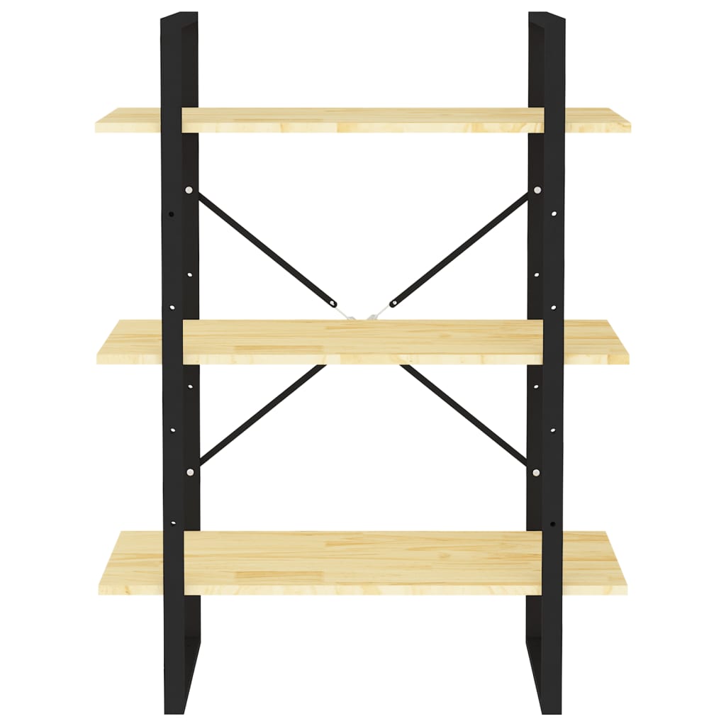 Libreria A 3 Ripiani 80X30X In Legno Massello Di Pino Naturale