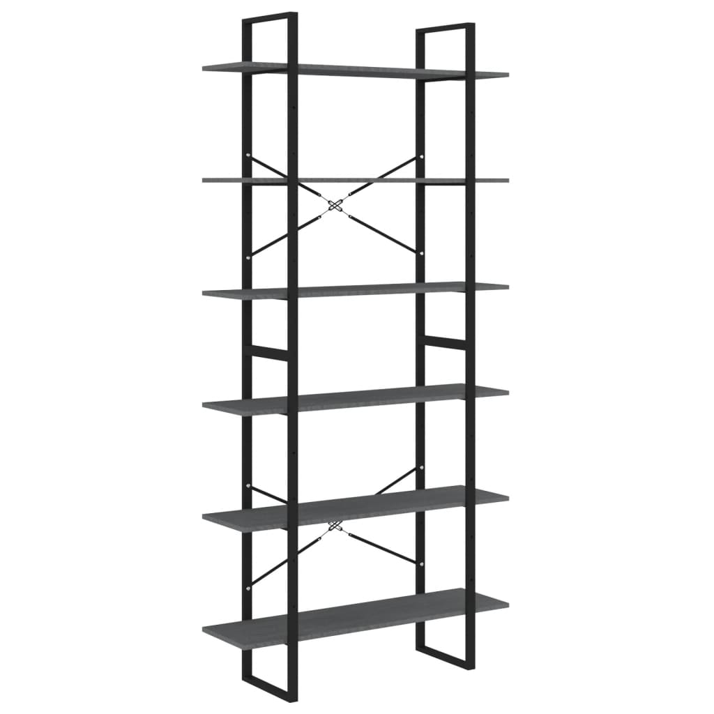 Scaffale Alto 100X30X In Legno Massello Di Pino Grigio