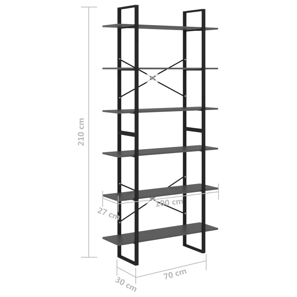 Scaffale Alto 100X30X In Legno Massello Di Pino Grigio