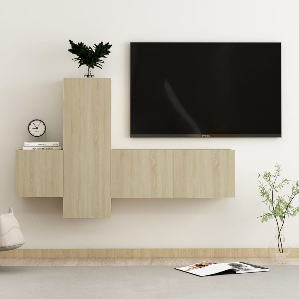Mobili Tv A Parete 3 Pz In Legno Multistrato
