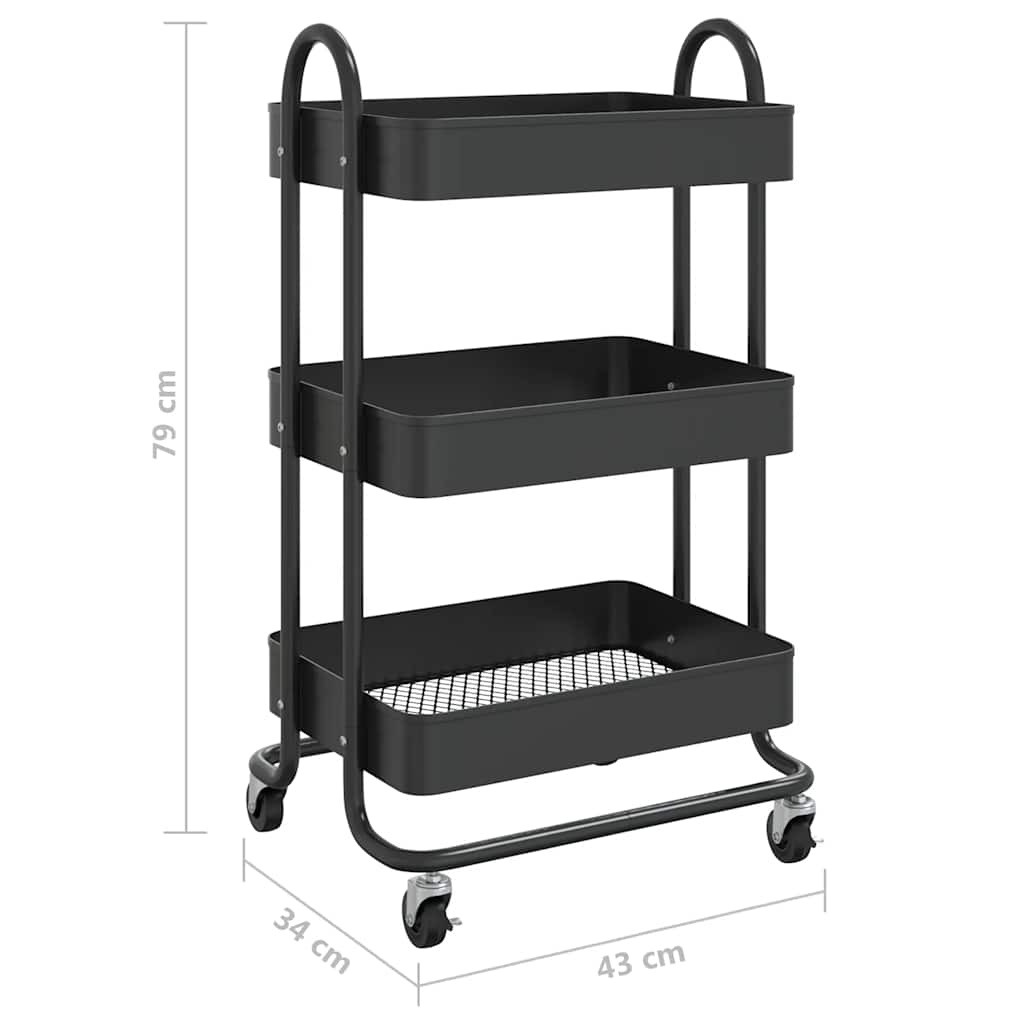 Carrello A 3 Livelli 43X34X79 Cm In Acciaio