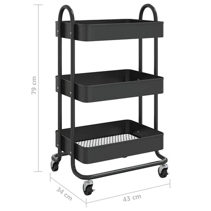Carrello A 3 Livelli 43X34X79 Cm In Acciaio