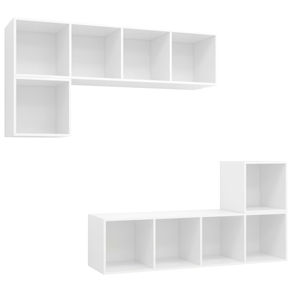 Set Mobili Porta Tv 4 Pz In Legno Multistrato