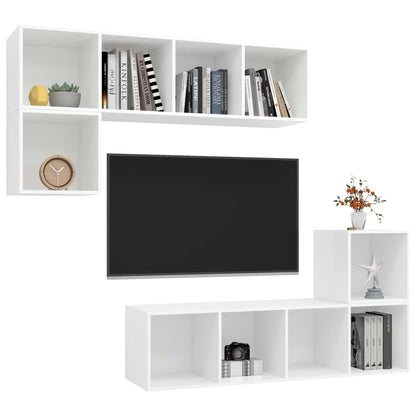 Set Mobili Porta Tv 4 Pz In Legno Multistrato