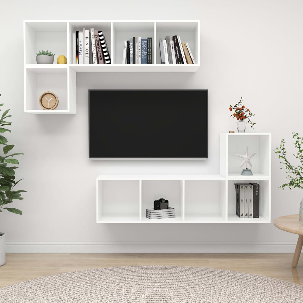 Set Mobili Porta Tv 4 Pz In Legno Multistrato