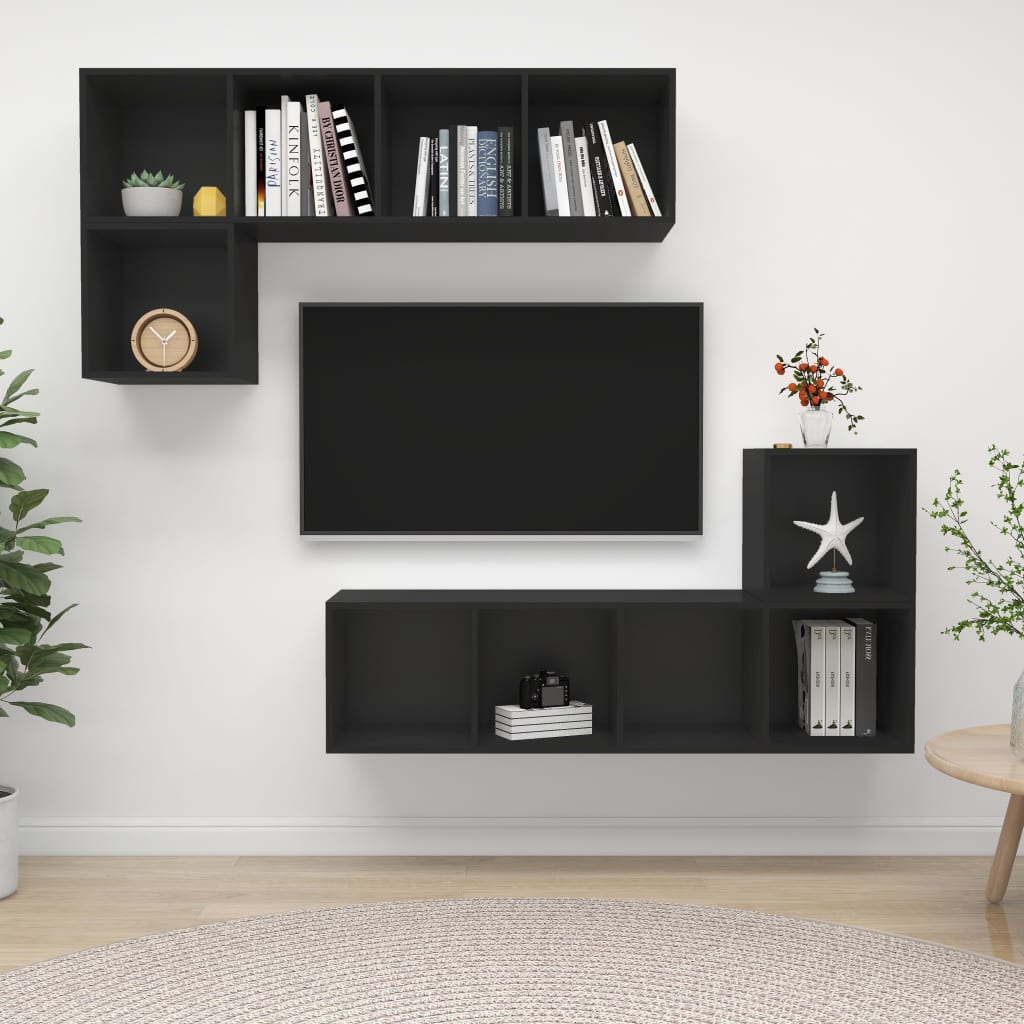 Set Mobili Porta Tv 4 Pz In Legno Multistrato