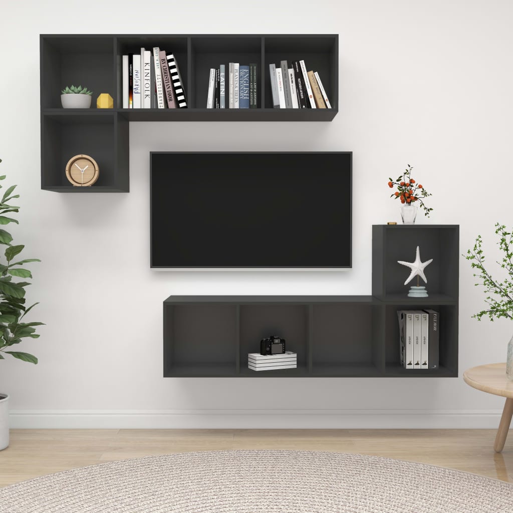 Set Mobili Porta Tv 4 Pz In Legno Multistrato