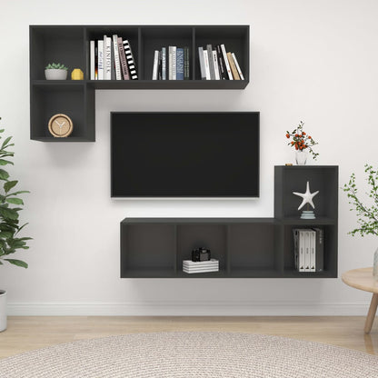 Set Mobili Porta Tv 4 Pz In Legno Multistrato