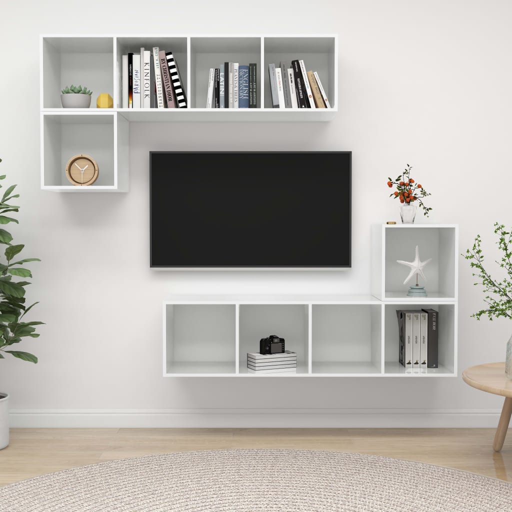 Set Mobili Porta Tv 4 Pz In Legno Multistrato
