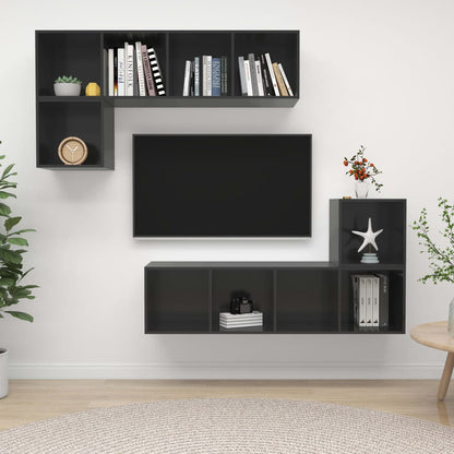 Set Mobili Porta Tv 4 Pz In Legno Multistrato