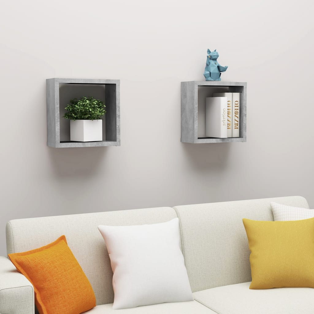 Mensole Parete Cubo 4Pz Multistrato Grigio Cemento