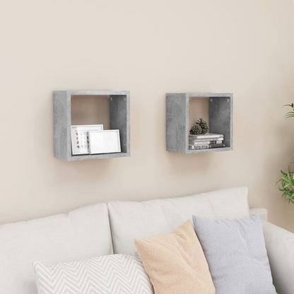 Mensole Parete Cubo 4Pz Multistrato Grigio Cemento