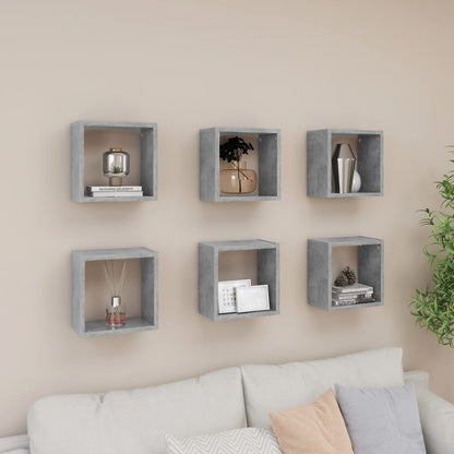 Mensole Parete Cubo 4Pz Multistrato Grigio Cemento