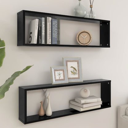 Mensole Parete A Cubo 4Pz Nere Legno Multistrato Nero