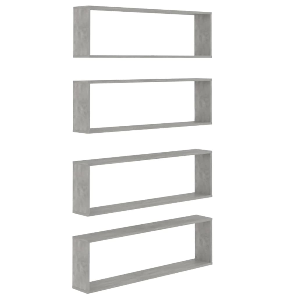 Mensole Parete Cubo 4Pz Multistrato Grigio Cemento