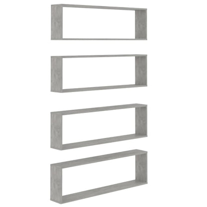 Mensole Parete Cubo 4Pz Multistrato Grigio Cemento