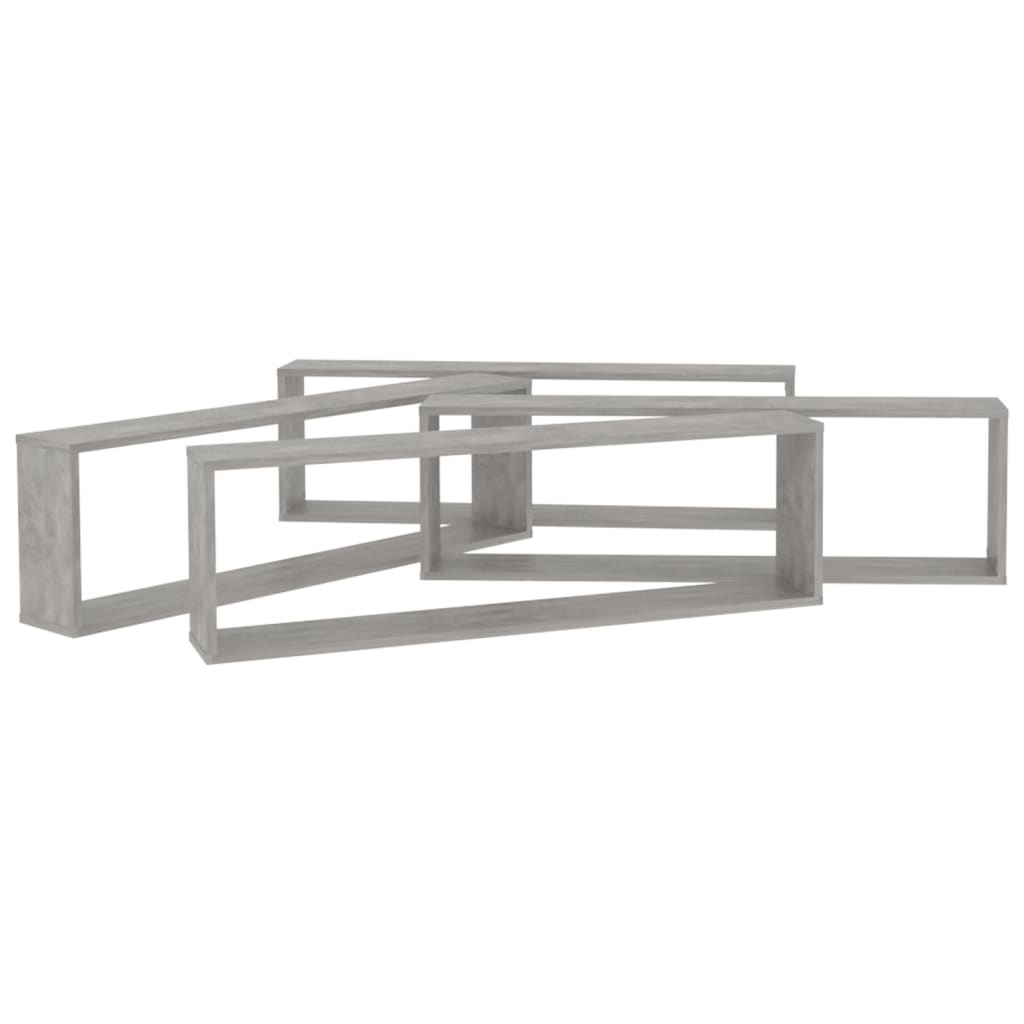 Mensole Parete Cubo 4Pz Multistrato Grigio Cemento