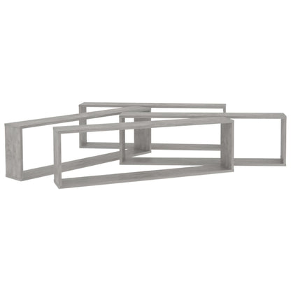 Mensole Parete Cubo 4Pz Multistrato Grigio Cemento