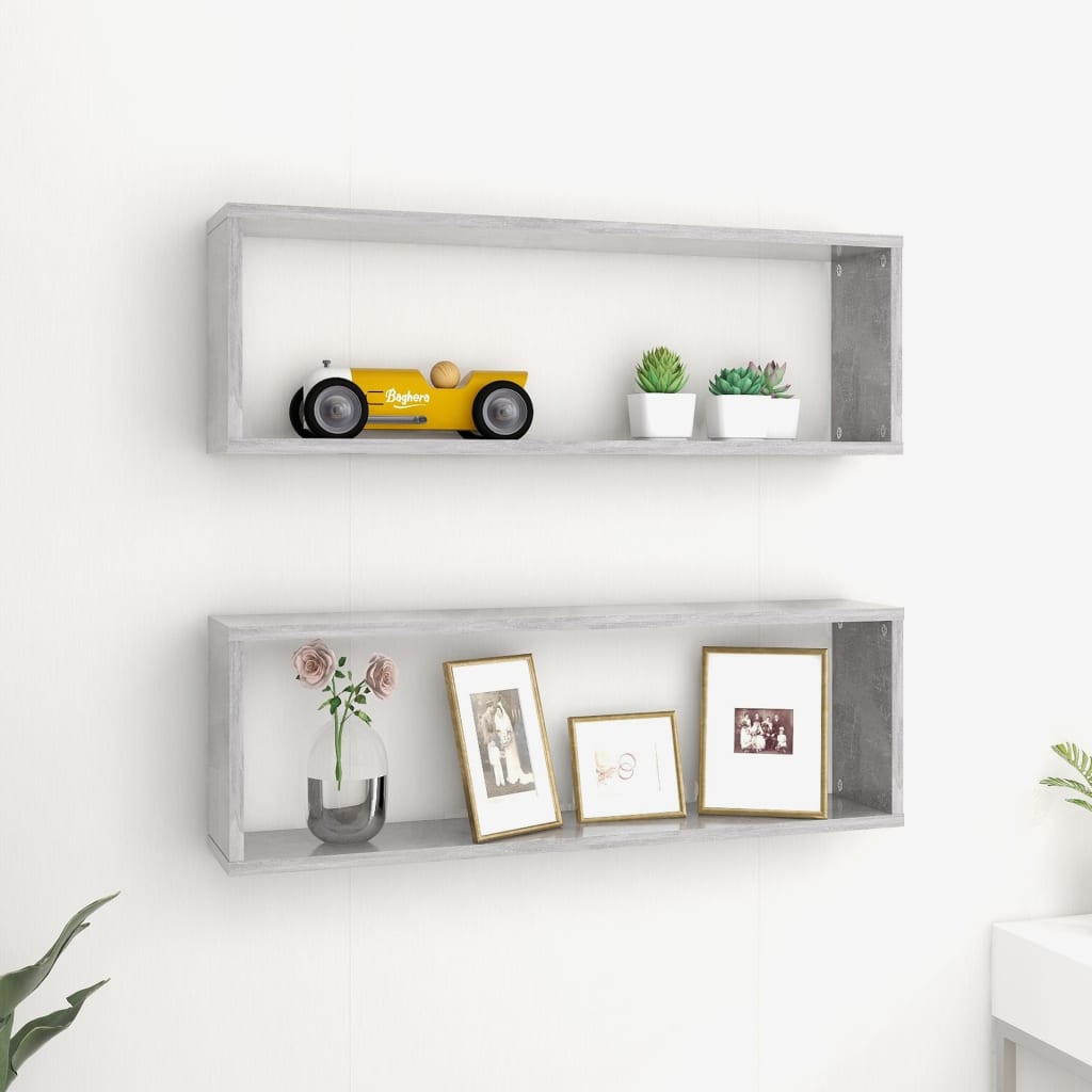Mensole Parete Cubo 4Pz Multistrato Grigio Cemento