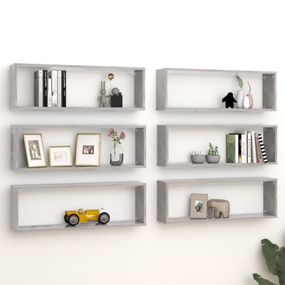 Mensole Parete Cubo 4Pz Multistrato Grigio Cemento