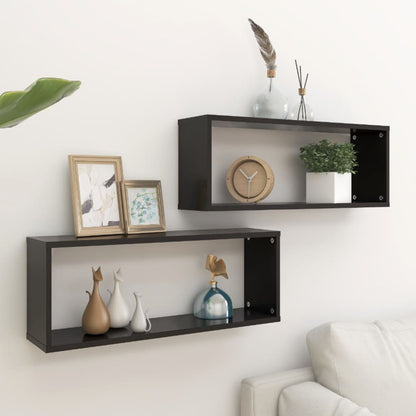 Mensole Parete A Cubo 4Pz Nere Legno Multistrato Nero
