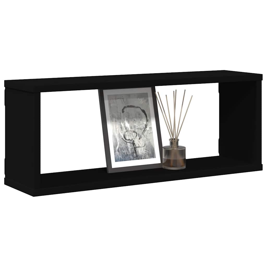 Mensole Parete A Cubo 4Pz Nere Legno Multistrato Nero