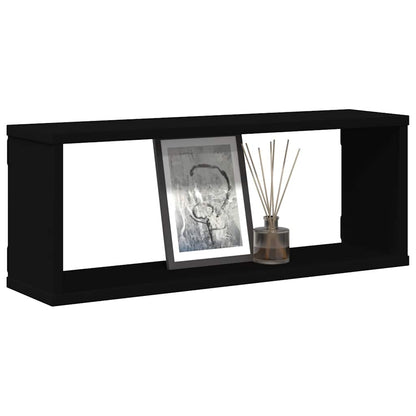 Mensole Parete A Cubo 4Pz Nere Legno Multistrato Nero