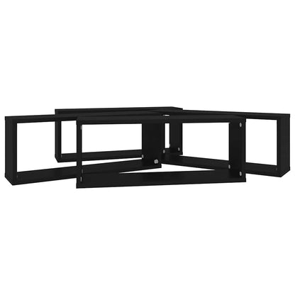 Mensole Parete A Cubo 4Pz Nere Legno Multistrato Nero