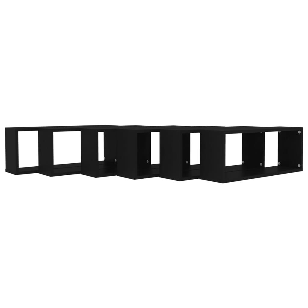 Mensole Parete A Cubo 6Pz Nere 60X15X23 Cm Legno Multistrato Nero