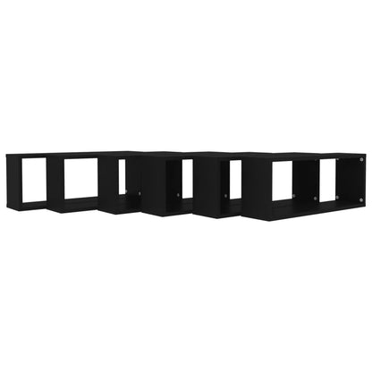 Mensole Parete A Cubo 6Pz Nere 60X15X23 Cm Legno Multistrato Nero