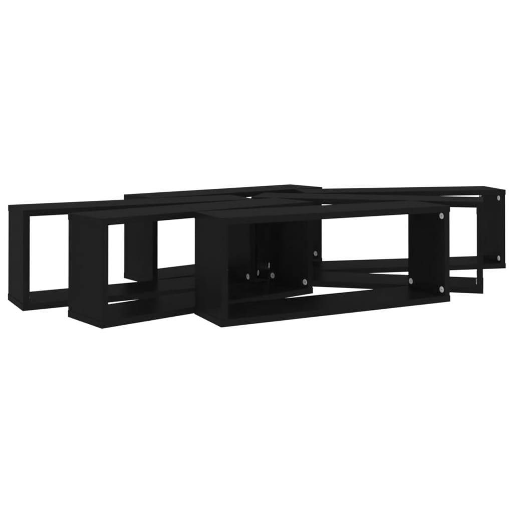 Mensole Parete A Cubo 6Pz Nere 60X15X23 Cm Legno Multistrato Nero