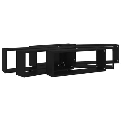 Mensole Parete A Cubo 6Pz Nere 60X15X23 Cm Legno Multistrato Nero