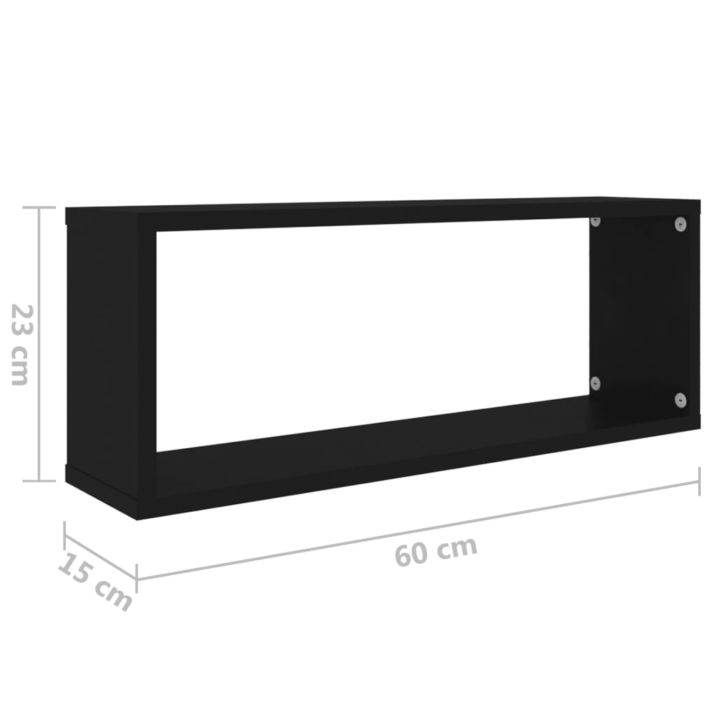 Mensole Parete A Cubo 6Pz Nere 60X15X23 Cm Legno Multistrato Nero