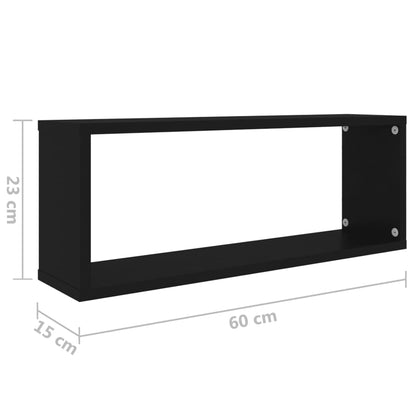Mensole Parete A Cubo 6Pz Nere 60X15X23 Cm Legno Multistrato Nero