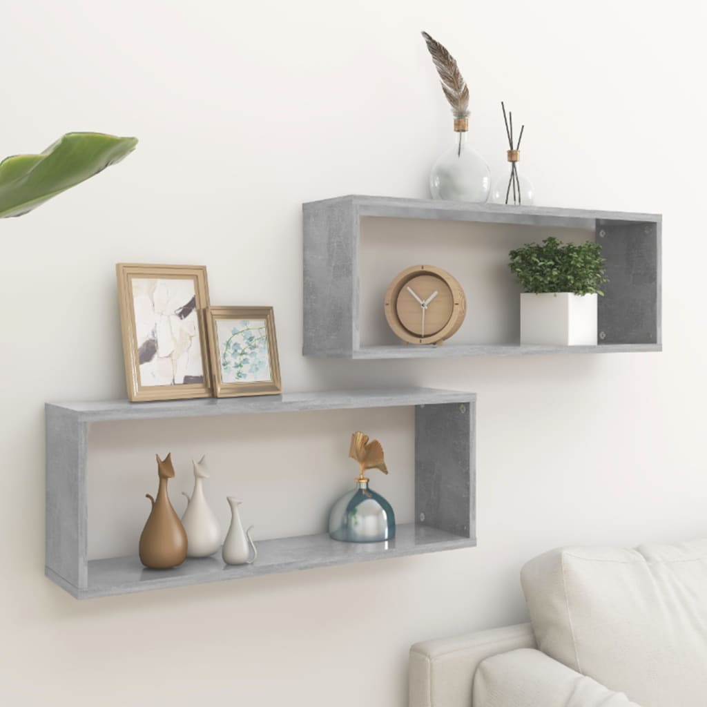 Mensole Parete Cubo 4Pz Multistrato Grigio Cemento