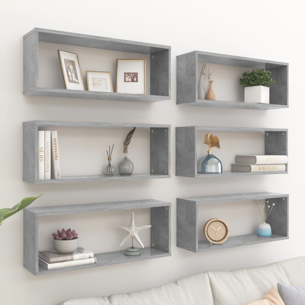 Mensole Parete Cubo 4Pz Multistrato Grigio Cemento