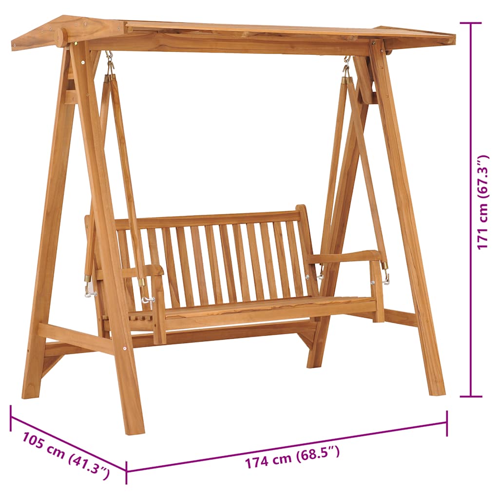 Dondolo Da Giardino 174 Cm In Legno Massello Di Teak