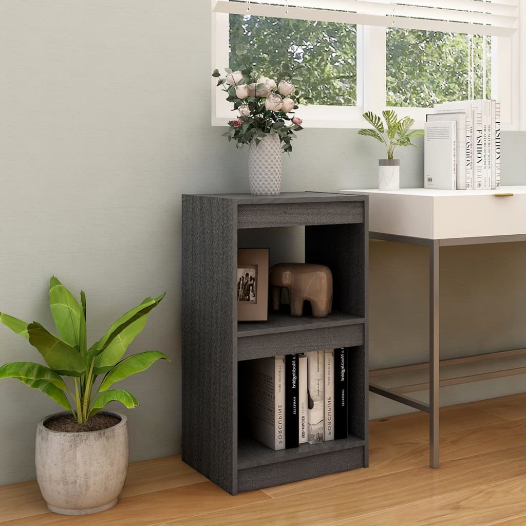 Libreria Grigia 40X30X71,5 Cm In Legno Massello Di Pino Grigio