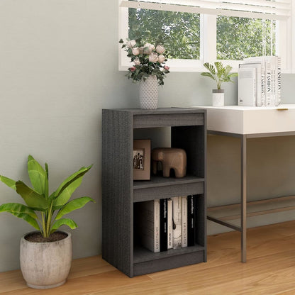 Libreria Grigia 40X30X71,5 Cm In Legno Massello Di Pino Grigio