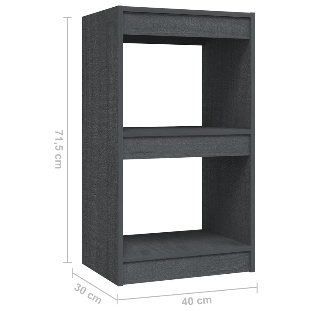 Libreria Grigia 40X30X71,5 Cm In Legno Massello Di Pino Grigio