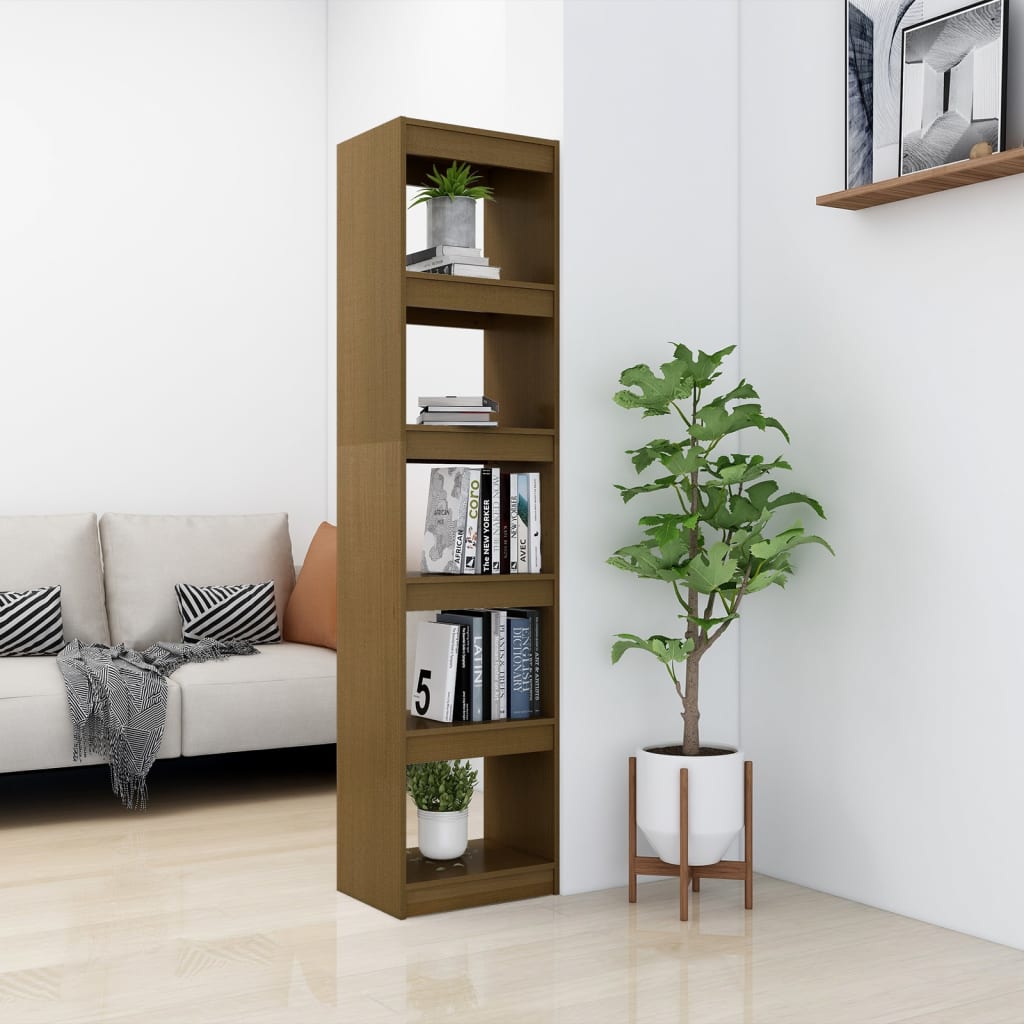 Libreria/Divisorio Ambra 40X30X167,5 Cm In Massello Di Pino Marrone Ambrato