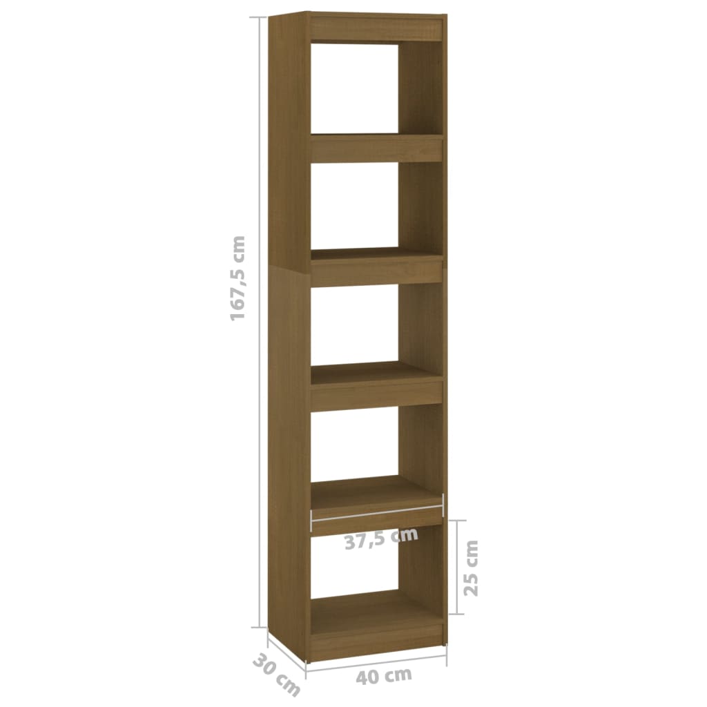 Libreria/Divisorio Ambra 40X30X167,5 Cm In Massello Di Pino Marrone Ambrato