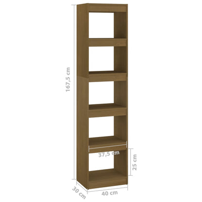 Libreria/Divisorio Ambra 40X30X167,5 Cm In Massello Di Pino Marrone Ambrato