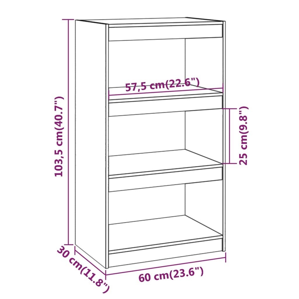 Libreria/Divisorio Ambra 60X30X103,5 Cm Legno Massello Di Pino