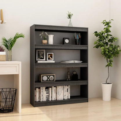 Libreria Grigia 40X30X71,5 Cm In Legno Massello Di Pino Grigio