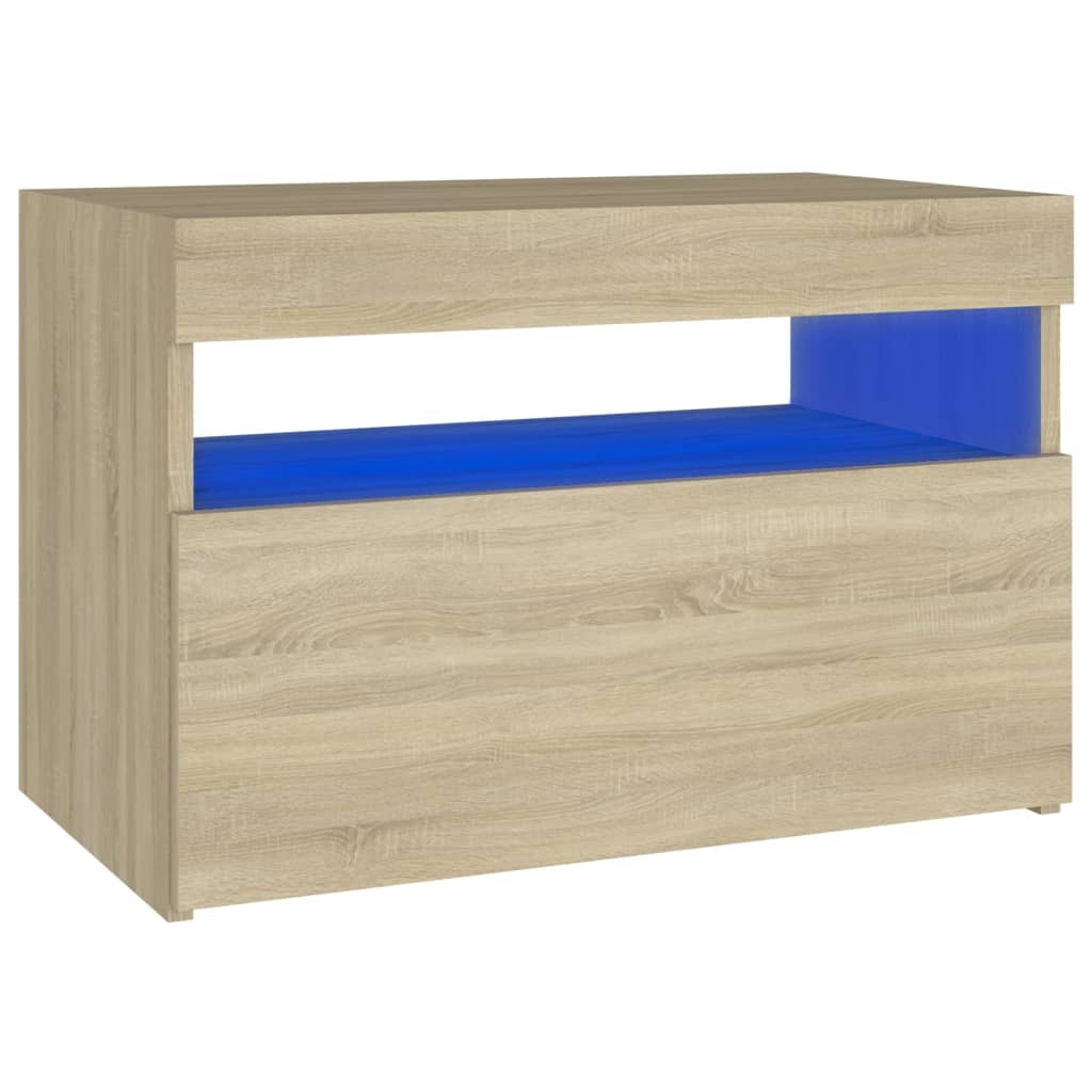 Comodino Con Luci Led Sonoma 60X35X40 Cm In Legno Multistrato