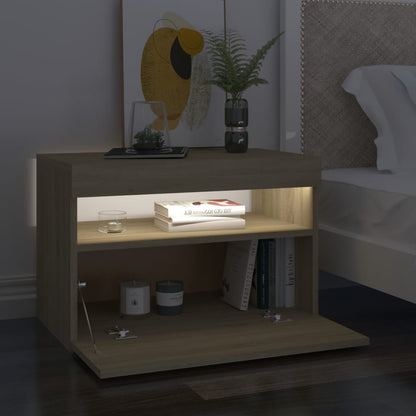 Comodino Con Luci Led Sonoma 60X35X40 Cm In Legno Multistrato